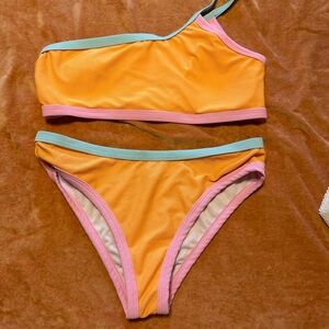 Orange One-Shoulder Bikini Set